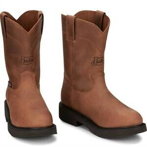 NEW JUSTIN men's round-up 10” round toe - eee width in aged bark